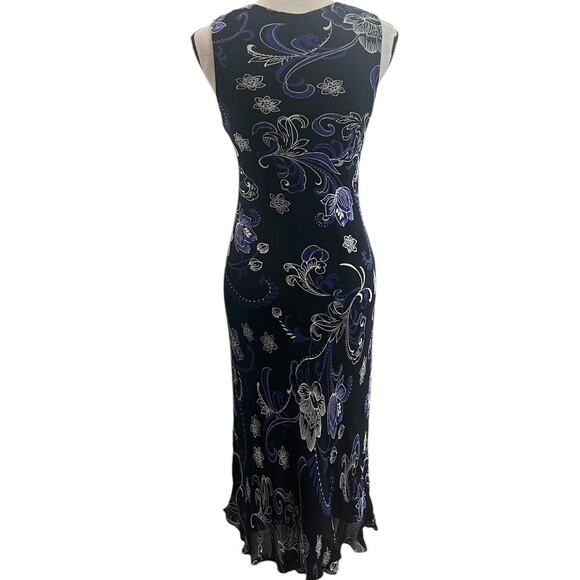 VTG 90s American Angel Black & Purple Whimsical Floral Dark Fairy Slip Dress M/S - Picture 4 of 6